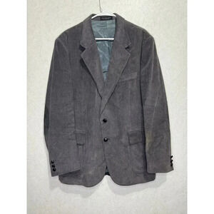 Vintage Dibenedetto Corduroy Blazer Sport Coat Jacket Elbow Patch Gray 42 Long